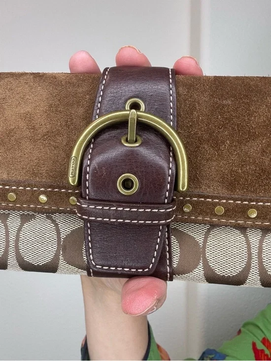 Coach SoHo studded suede signature clutch wallet vintage - Picture 17 of 17